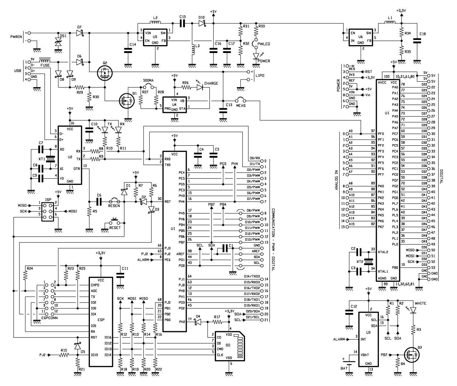 Принципиальная схема atmega2560