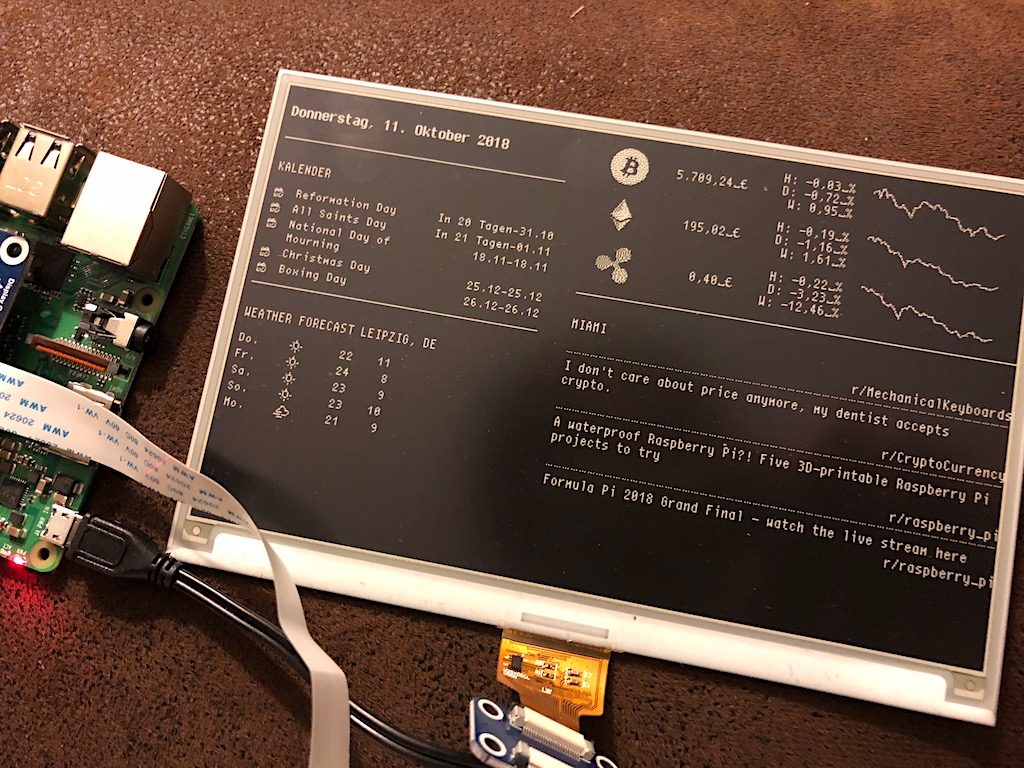 MagInkDash: Magic E-Ink Dashboard project (full instructions and code  within!) : r/raspberry_pi