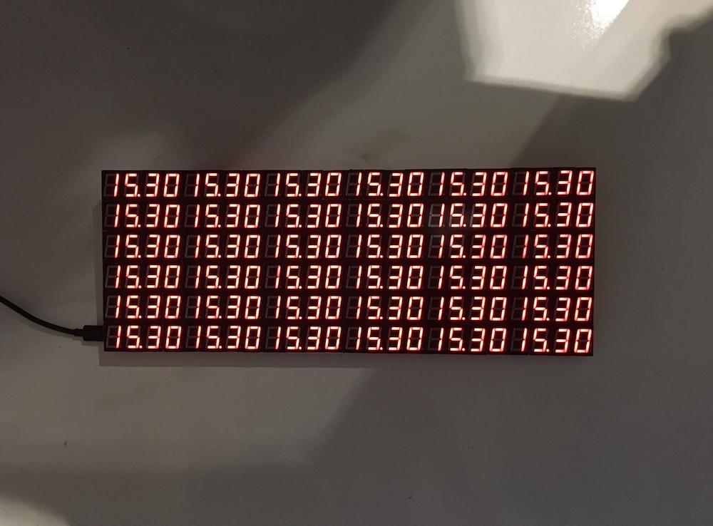 144 7segment displays make up this delightful digital clock Open